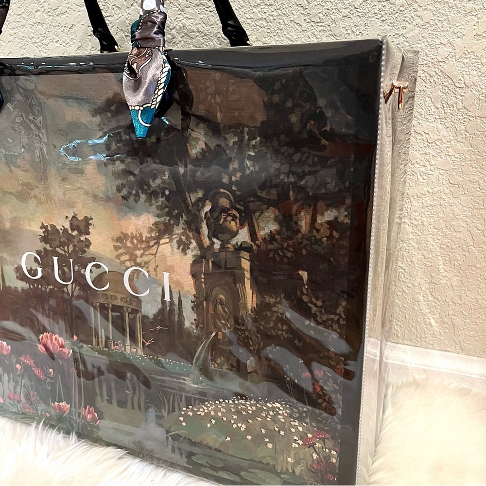 Gucci Large Limited Edition Shopping Bag Tote with PVC TPU Clear Cover Handmade - Picture 4 of 10